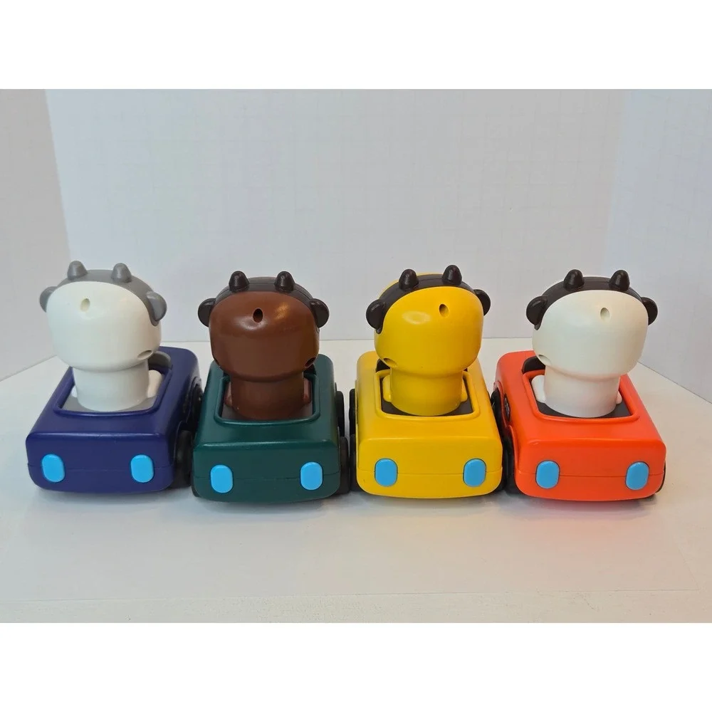 iPlay iLearn Press and Go Animal Toy Cars Set of 4 Toddler Friction Vehicles